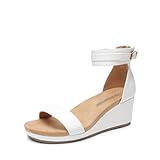 DREAM PAIRS Women's Open Toe Buckle Ankle Strap Platform Wedge Sandals Summer Shoes,Size 10,White/Pu,NINI-6