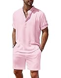 Chemise Henley : les chemises Henley décontractées disposent d'un col montant, d'une coupe décontractée, d'une couleur unie, de manches courtes (enroulées), d'une patte de boutonnage, d'une fente latérale. Les plis verticaux à l'avant vous permettent de rester décontracté et élégant en même temps