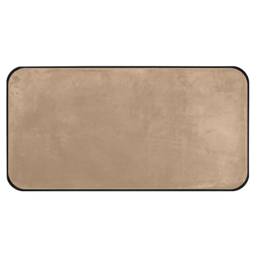 Laundry Room Rug Runner Solid Color Pure Plain Tan Non-Slip Floor Mat Washer and Dryer Carpet for Bathroom Washroom Bathroom 39x20 Inch
