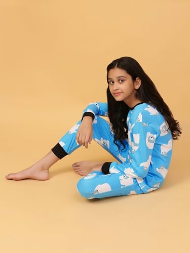 Image of Ninos Dreams Cotton Girls Full Sleeves Coord Set ! Night Suit for Girls ! Tshirt with Jogger Set