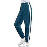 Track Pants for Girls Classic Joggers Trousers Athletic Sports Bottoms with White Side Stripe Elastic Waist Casual