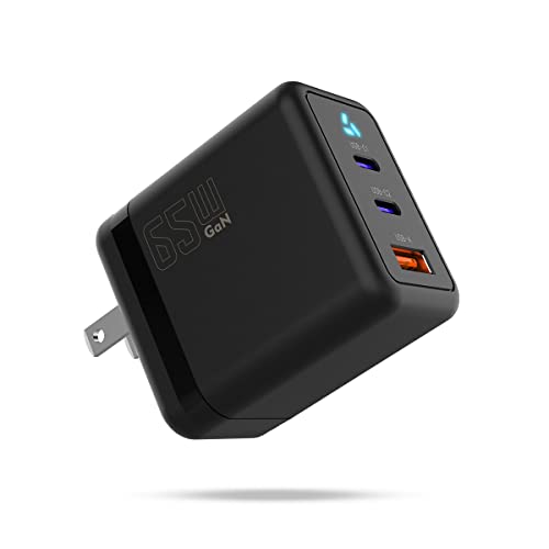 65W USB C Wall Charger, Labobbon Foldable GaN Charger, 3-Port ...