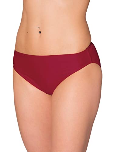 Aquarti Damen Bikini Hose mit mittelhohem Bund, Farbe: Dunkelrot, Größe:...