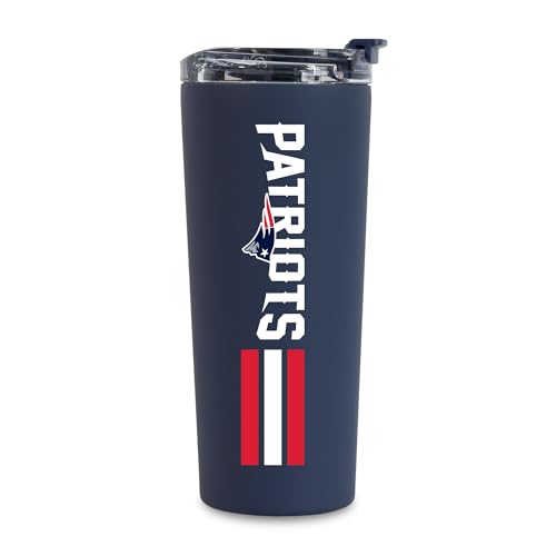 Rico Industries NFL Football New England Patriots Navy 24oz Stainless Steel Tumbler with Lid and Dual Functioning Lid