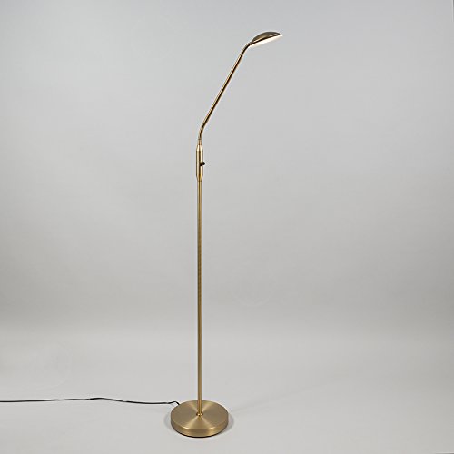 Qazqa led Modern Stehleuchte, Stehlampe - Eva - Bronze, inkl. 5W integrierter LED, 3000K, warmweiß, dimmbar, 149cm, Ideal als Schlafzimmerlampe und Wohnzimmerlampe