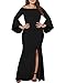 Lalagen Women's Plus Size Off Shoulder Bodycon Long Evening Party Dress Gown Black XXXL