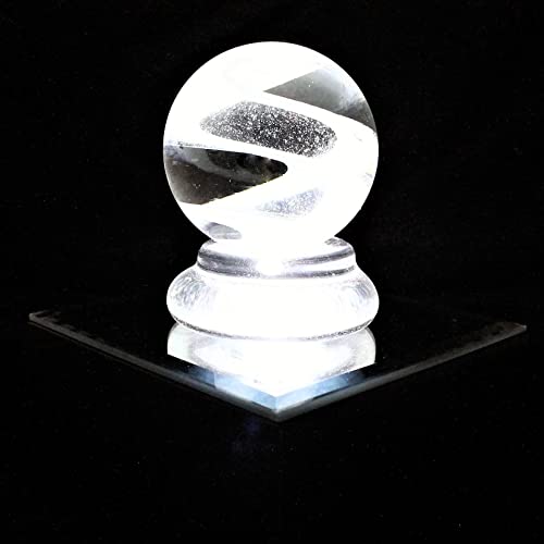 Asente 5 Led White Large Light Stand Base - Mirror Top Sqaure Display Pedestal For 3D Crystal Glass Art - Ac Or Battery Operated - 4 Inch Illuminated Holder - Lighted Paperweight - Small Rock Lamp #TOP5