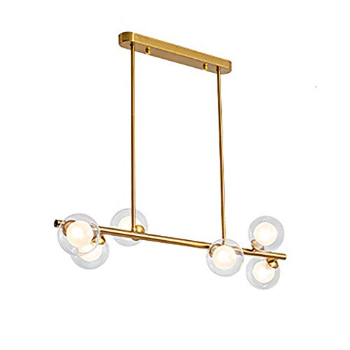 Chandelier moderne or G9 à 6 globes pour moderniser un plafond bas ou haut facilement