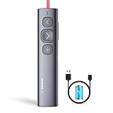 Norwii N95 Clicker de présentation, PowerPoint Clicker pour présentation à distance, pointeur de présentation sans fil rechargeable, Slide Clicker (Rouge, USB A)