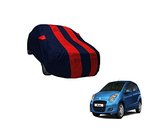 Image of Auto Hub Car Cover Compatible with Maruti A-Star with Weather Proof, Mirror Pocket, Triple Stitched, A-Star Car Cover- Navy-Red