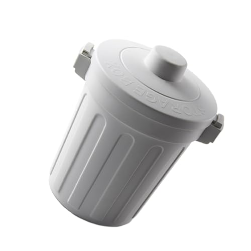 TOGEVAL Papelera de Escritorio con Tapa Abatible Mini Papelera de Plástico PP Color Gris Claro Tamaño 10X15 CM Adecuado para Hogar Oficina y Cocina