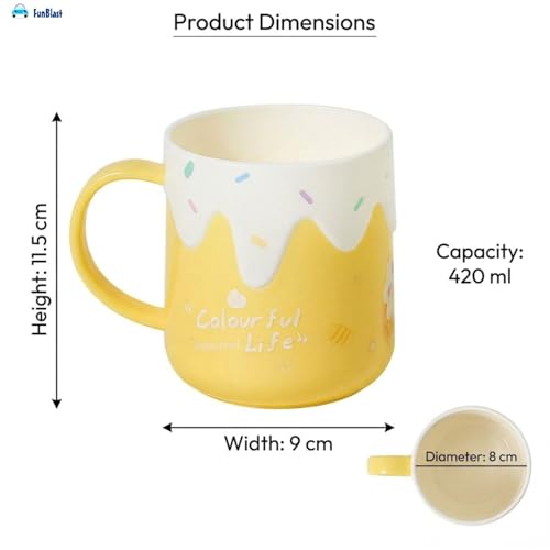 Image of FunBlast Milk Mug for Kids - 420 Ml; Unbreakable Mug for Kids, Milk Mugs for Kids Unbreakable - Milk Drinking Cup for Kids (Yellow)