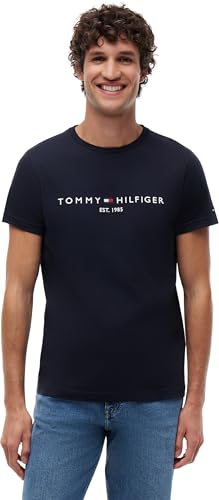 Tommy Hilfiger Herren T-Shirt Kurzarm Core Tommy Logo Rundhalsausschnitt, Blau (Sky Captain), XL