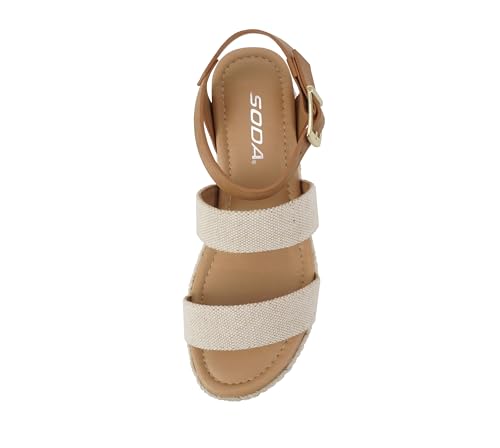 Image of Soda Bryce Espadrille Wedge Sandal with Open Toe Buckle and Ankle Strap