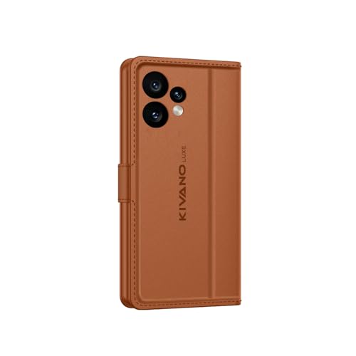 Image of KIVANO LUXE Compatible for CMF by Nothing Phone 2 Pro 5G Luxury Handmade Leather Magnetic Flip Folio Case | Card Holder & Kickstand | Slim Protective Cover | Unisex - Brown
