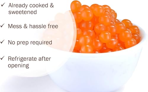 BREXONIC Popping Boba Pearls Bursting Tea Balls Drink & Dessert Topping Strawberry Mango Blueberry Passion Fruit Flavored Bubble Tea Tapioca Pearls (Strawberry, Mango, Passion Fruit, 2 LB 3 Pack)
