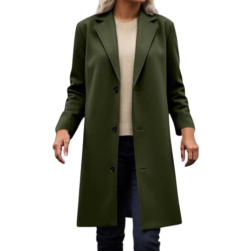 Manteau long trench en tissu mélangé boutonnière pour le quotidien