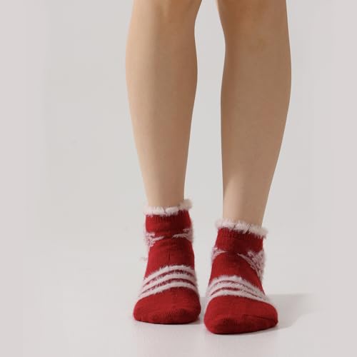 Image of Fszsaa Merino Wool Low Ankle Socks For Women - Knit Warm Fuzzy Casual Home Socks For Winter