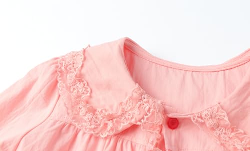 Image of Mud Kingdom Little Girls Lace Shirt Button Down Blouse Peter Pan Collar Long Sleeve Casual