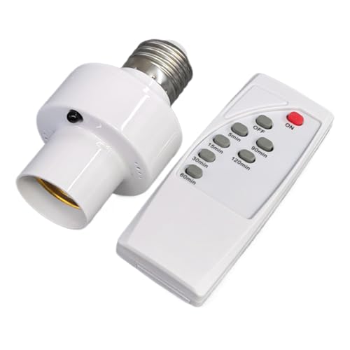 Hitburu Portalámparas Con Mando A Distancia, Portalámparas E27, Temporizador, Soporte Inalámbrico Para Sala Garaje C/Automatización Doméstica