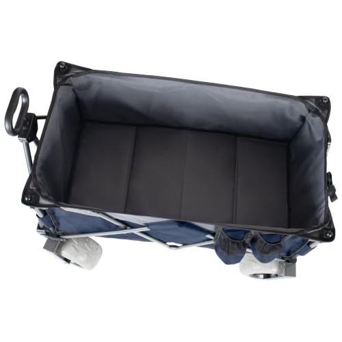 Carretilla plegable multiusos con mango flexible y toldo, cart utility de alta capacidad con ruedas de 9"x4" para camping y playa, transporte, compras y deportes, capacidad 480 lbs y 120 L, color azul miniatura 5