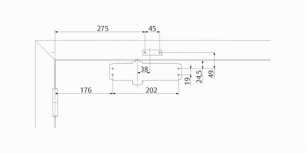TESA DC120 chiudiporta, EN 4, fino a 80 kg, braccio articolato, Bianco RAL 9016, montaggio superficiale, velocità e colpo finale regolabili