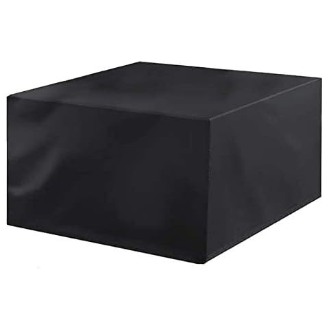 MEEYI Covers for Garden Furniture Sets 110x110x70cm, Square Waterproof Windproof Anti-UV Rattan Furniture Cover, for Patio, Outdoor, Garden Furniture Protector. - Black Cover