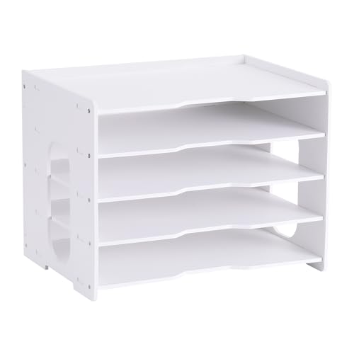 Hotyin 5 Niveles Organizador de Papel, Bandeja para Cartas y Documentos de Escritorio, Ideal para Carpetas de Archivos A4, Oficina, Hogar y útiles Escolares (33 x 25 x 26 cm)