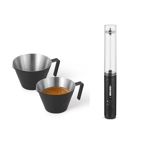 MHW-3BOMBER Espresso Measuring Cup 2 Pack Double Shot Espresso Cups MHW-3BOMBER Rechargeable Milk Frother Coffee, Electric Mini Frother Handheld for H
