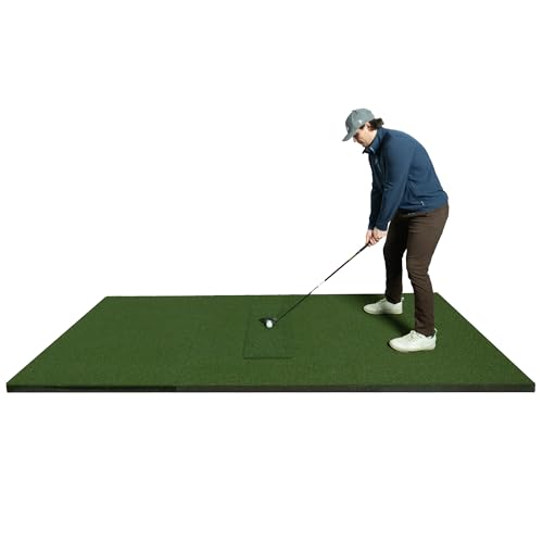 The Indoor Golf Shop SIGPRO Softy Golf Mat 4x10 - Professional-Grade Practice Mat - Realistic Fairway Feel - Real Tee Capable Replaceable Hitting Strip Thick Cushioning & Joint-Friendly Design