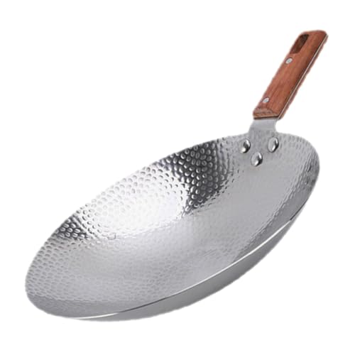 Wok de acero inoxidable con mango de madera antideslizante miniatura 1