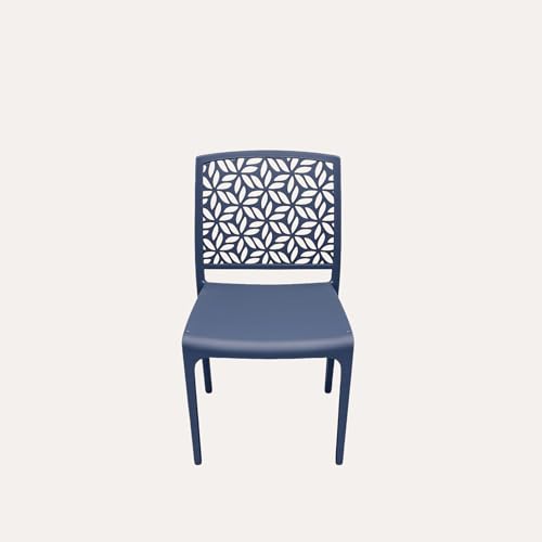 Keyhomestore | Chaise ajourée en polypropylène bleu mat 42 x 42 x 80 cm