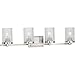 Progress Lighting Fawcett Collection 4-Light Clear Patterned Glass Transitional Bath Vanity Light Brushed Nickel