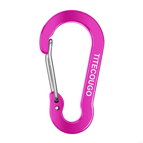 Carabiner Keychain,Aluminum D-ring Locking Carabine D-Shape Lock Snap Backpack Water Bottle Keychain Climbing Gear Accessories EDC Camping Tent Multi Function Tool Multiple Colors Rose Red 1 Pack