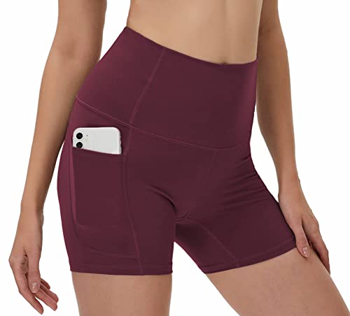 Short d'entraînement femme taille haute bordeaux pour running et fitness