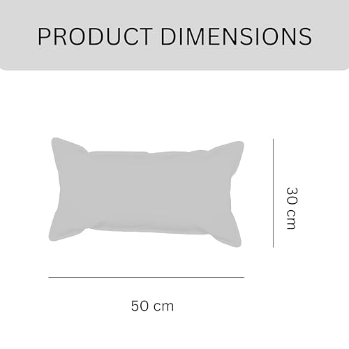 Image of 100% Cotton Pom Pom Cushion with Filler, Elegant & Modern Cushion Cover for Living Room, Rectangle, 12 inchx20 inch, uni Chambray, Set of 5 - Mimosa