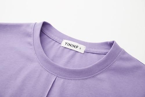 Image of YININF Men's T-Shirts Hipster Short Sleeve Solid Color Crew Neck Cotton Soft Fitted Tees
