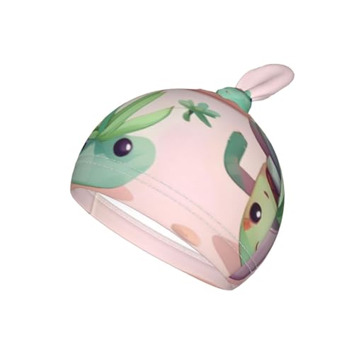 Lovely Succulent Plants Print Newborn Swaddle Blanket with Beanie Set, Soft Baby Sleep Sack Receiving Wraps, for Boy Girl3