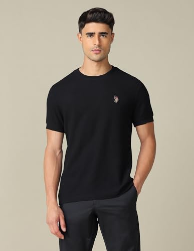 Image of U.S. Polo ASSN. Solid Slim Fit Cotton T-Shirts for Men - Breathable & Comfortable, Half Sleeves Mens Casual T Shirts