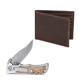 GUYTRENDz Rustic Theme EDC Men's Gift Set Leather RFID Wallet, and Matching Folding Pocket Knife