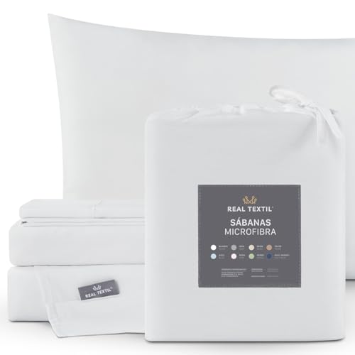 Consejos para Comprar Suburbia Sabanas Top 10. 44 REAL TEXTIL 2000 Collection Juego de Sábanas de Microfibra, Suaves, Frescas, Hipoalergénicas (Blanco, King Size)