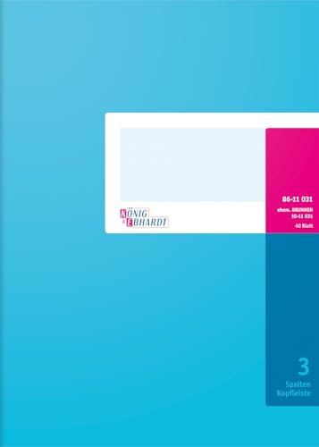 König & Ebhardt König und Ebhardt König & Ebhardt 8611031-7103K40KL Spaltenbuch mit Kopfleiste (A4, 3 Spalten, 40 Blatt) blau
