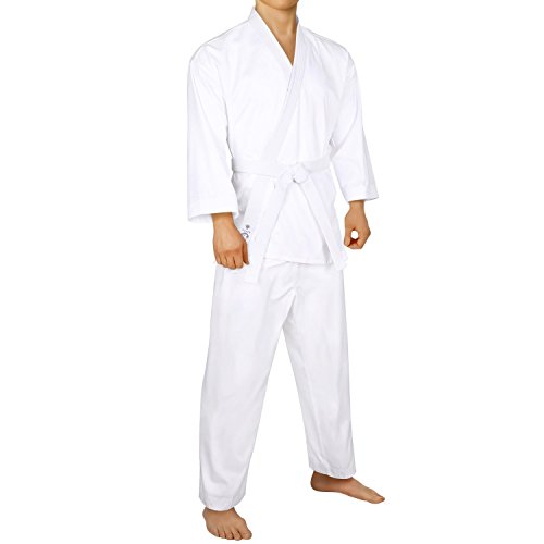 FitsT4 Karate Uniform with Belt 7.5oz Elastic Drawstring Lightweight Martial Arts for Adults