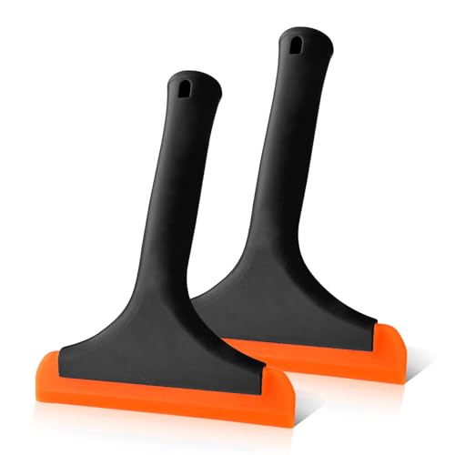 2PCS Small Silicone Window Squeegee, Car Windshield Water Blade Squeegee, 5.9In Car Windshield Water Blade Squeegee with Non-Slip Handle, All-Purpose Cleaning Squeegee for Car Window, Mirror (Black)