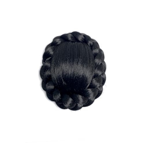 VAVANGA Large Size Braided Hair Bun Clip-in Hairpiece Twisted Bun Clip-on Messy Bun Hair Donut Black Updo Chignon Bun Ponytail Hair Piece for Women(#1B, VM236-2) — view 3