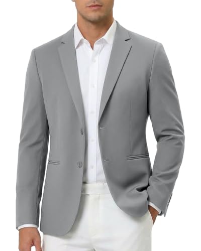 WYWK Men\'s Casual Blazer Slim Fit Suit Jacket for Men Two Button Sports Coats Wedding Prom Party Light Gray