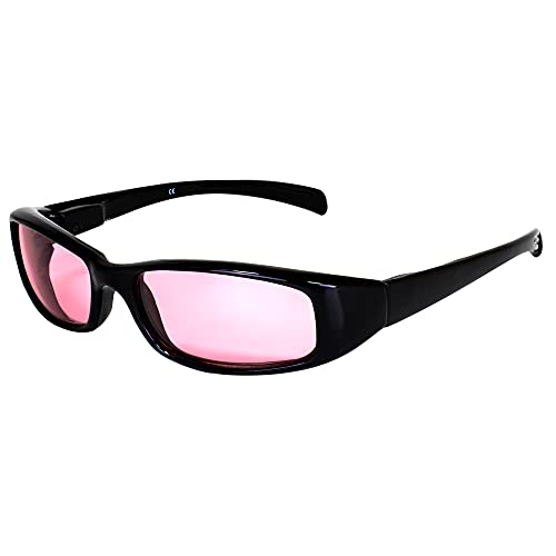 Bad Attitude Motorcycle Riding Sunglasses Black Frames with Rose Lenses