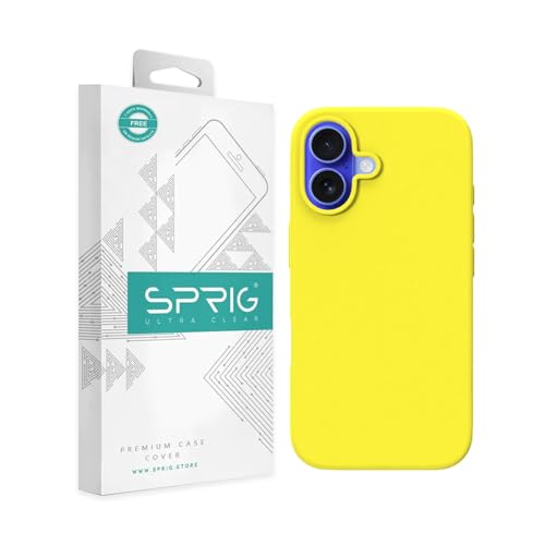 Image of SPRIG Compatible with iPhone 16 Premium SilkMag (Liquid Silicone Magnetic) Back Cover Drop Tested Shock Proof Mobile Case for Men, Women, Boys and Girls with Camera Protection (Shining Yellow)
