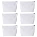 Aspire 6 Pieces White Canvas Zipper Bag for DIY Project, 7 1/2" by 5 1/8" with 1 1/2" Bottom