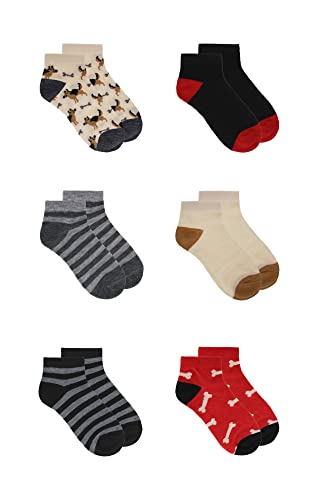 DENSLEY&CO Kids Boys 6-Pack Fun Graphic No-Show Anklet Socks Bundle | Multiple Colours & Patterns